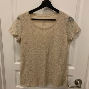 Van Heusen Nude Lace-Front Tee
